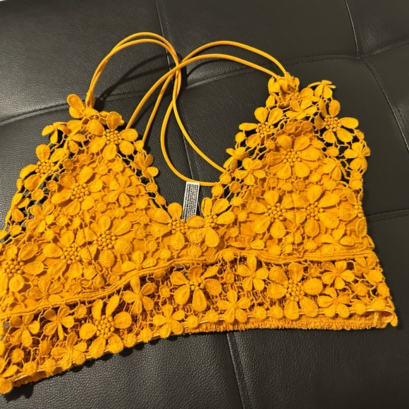 Free people Yellow Floral Lace Bralette - Picture 1 of 2
